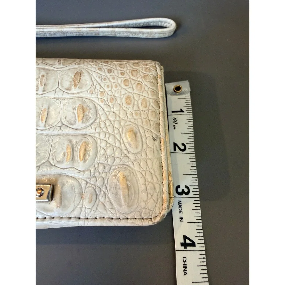 Brahmin Wristlet Wallet OS Cream Gold Croc Embossed Leather